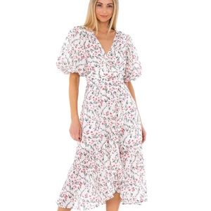 MINKPINK Midi Puff Sleeve Floral Dress